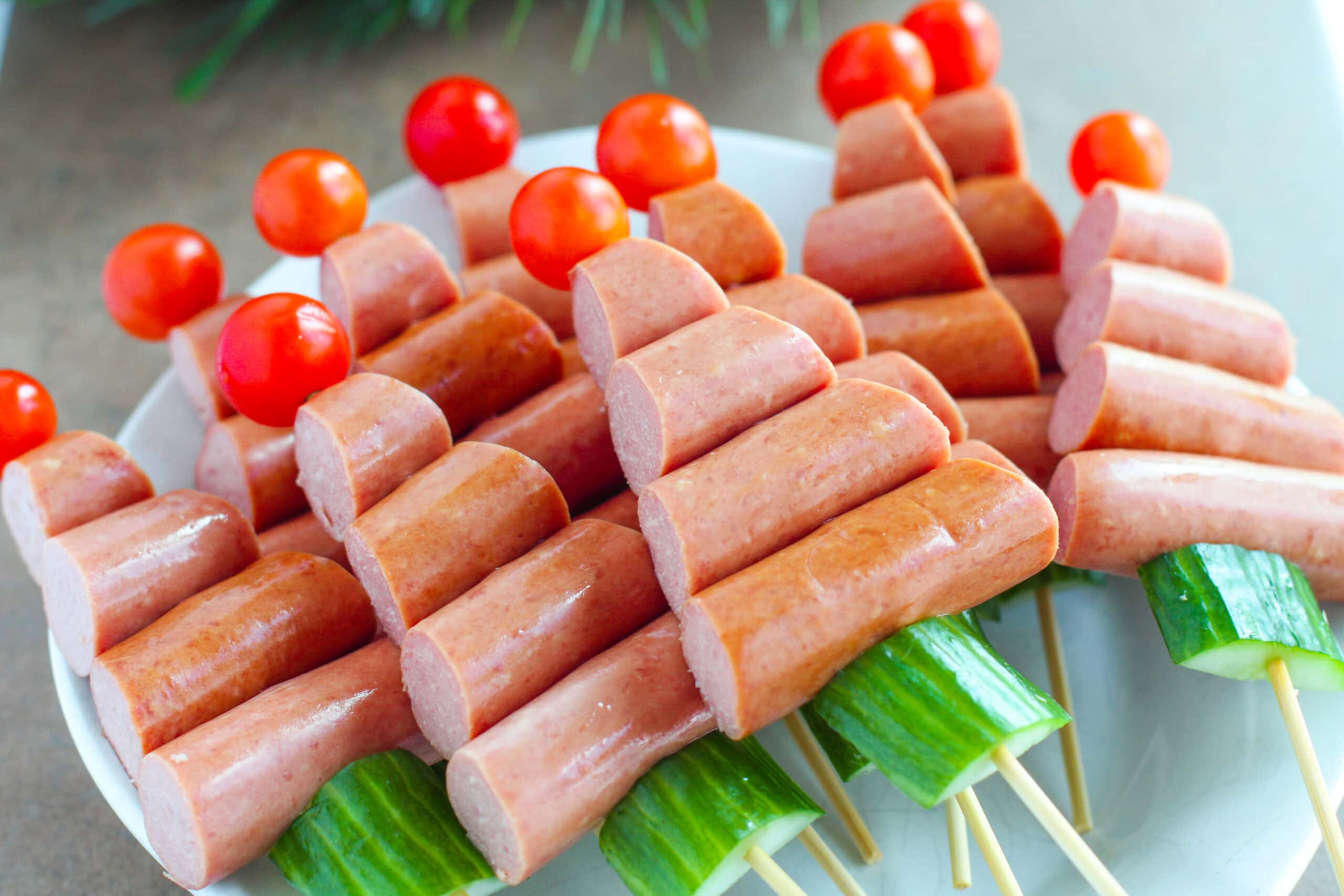 Hot Dog Christmas Tree Appetizer stacked together
