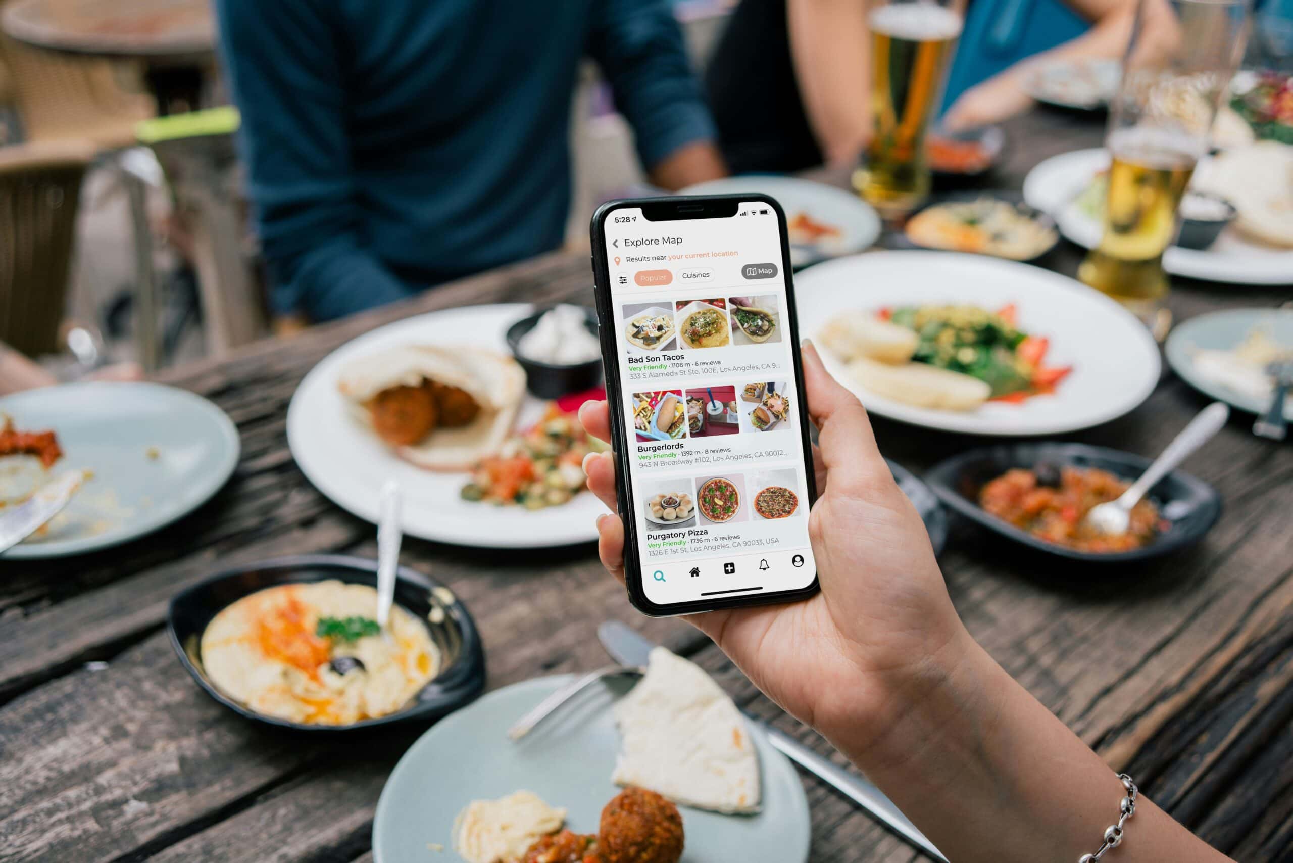 phone with delivery app for food