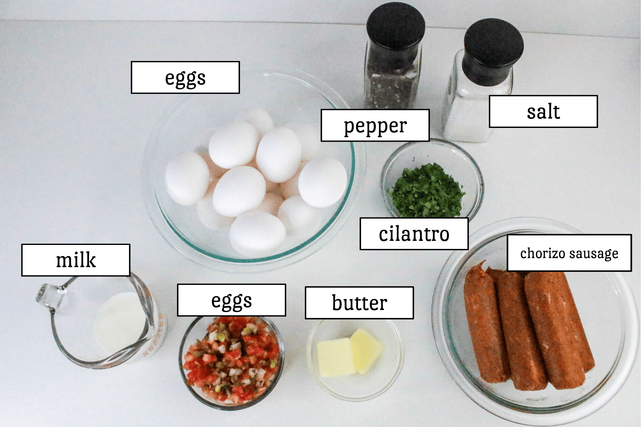 Chorizo and Eggs ingredient list