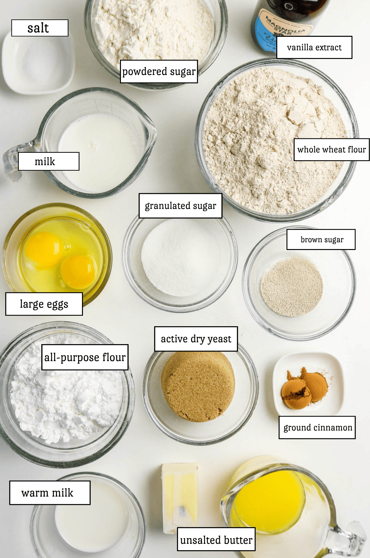 Whole Wheat Cinnamon Rolls ingredient list