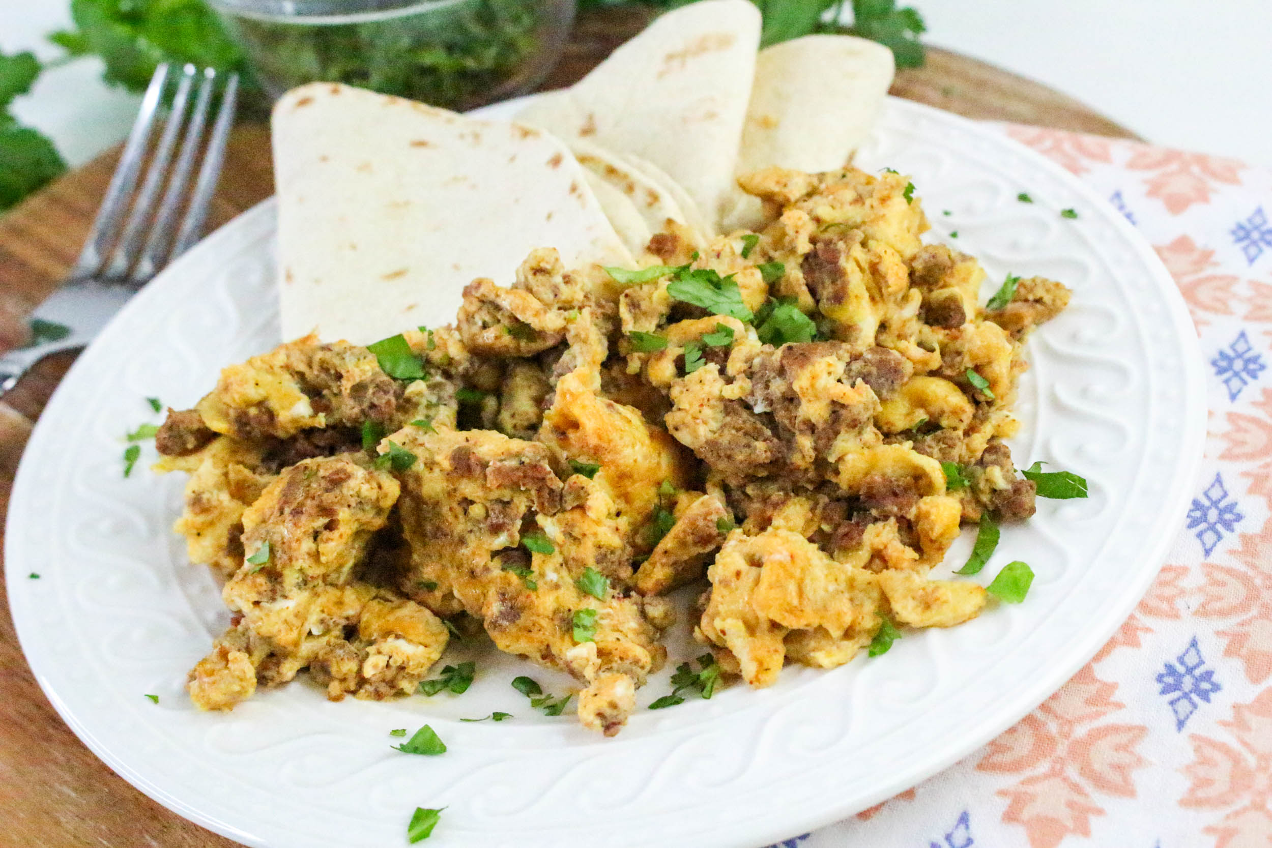 Chorizo and Eggs with tortilla