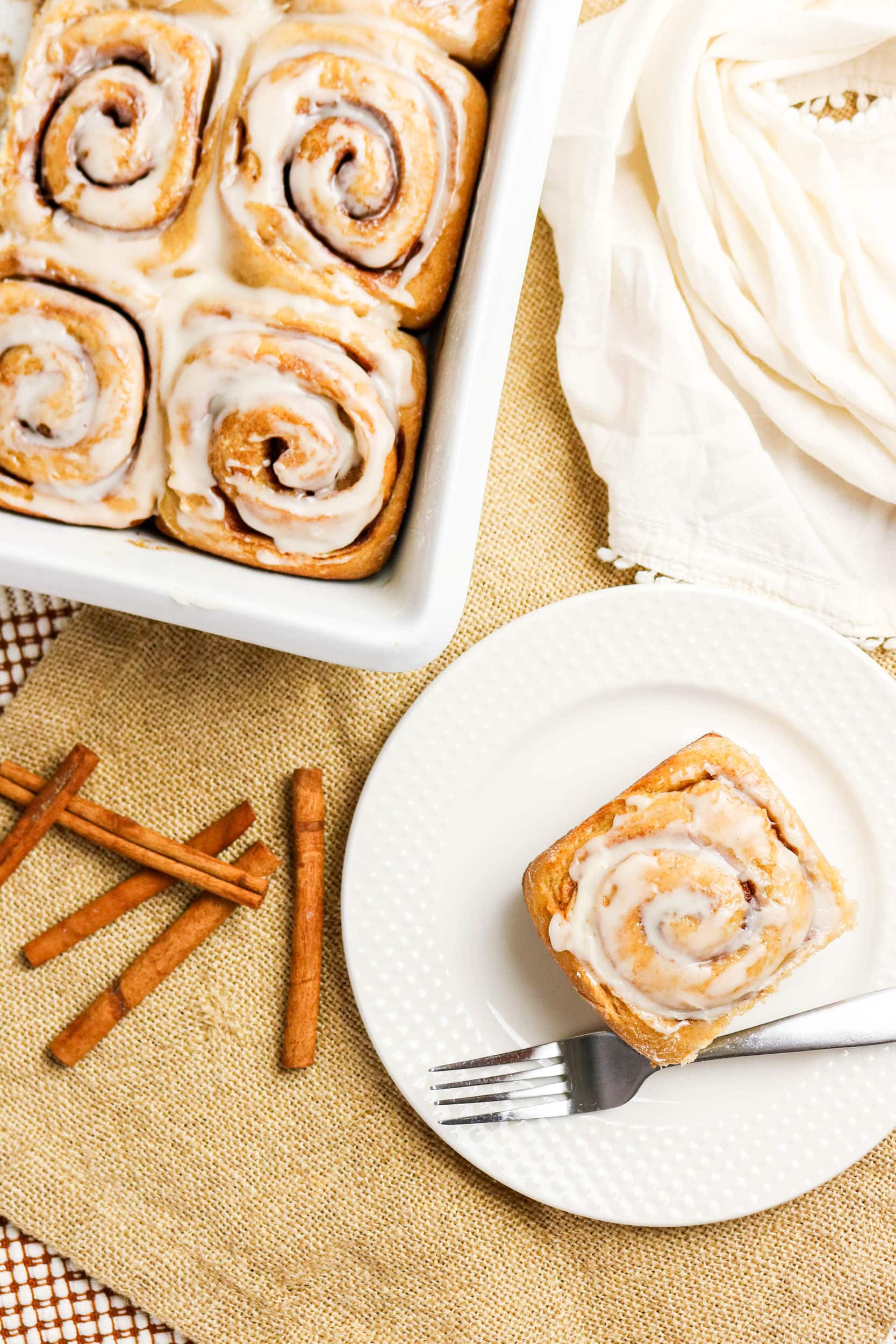 Whole Wheat Cinnamon Rolls slices and tray