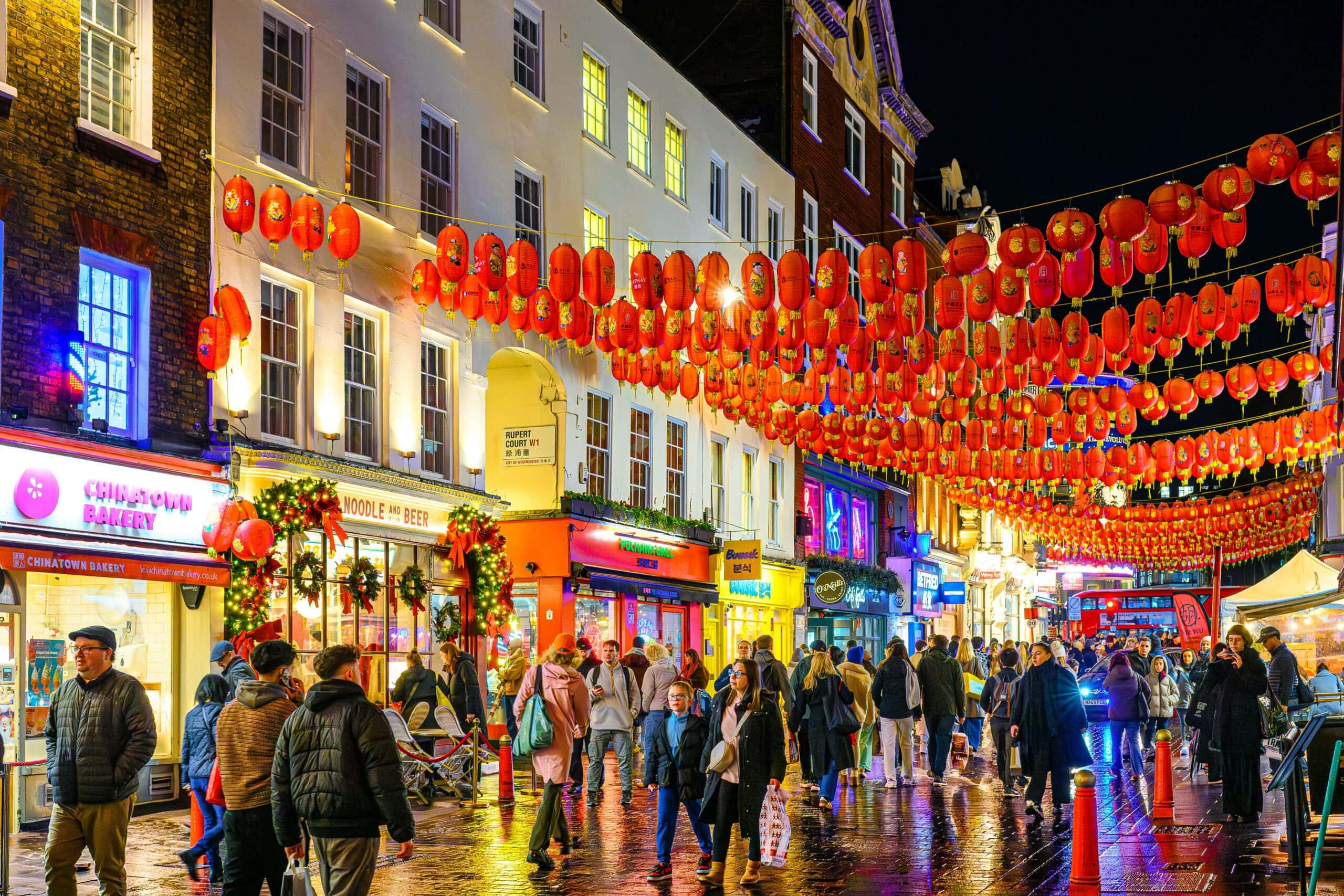 busy holiday streets with people