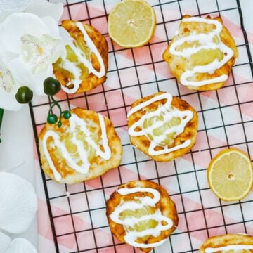 Air Fryer Lemon Danish in strainer