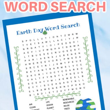 Earth Day printable word search puzzle.