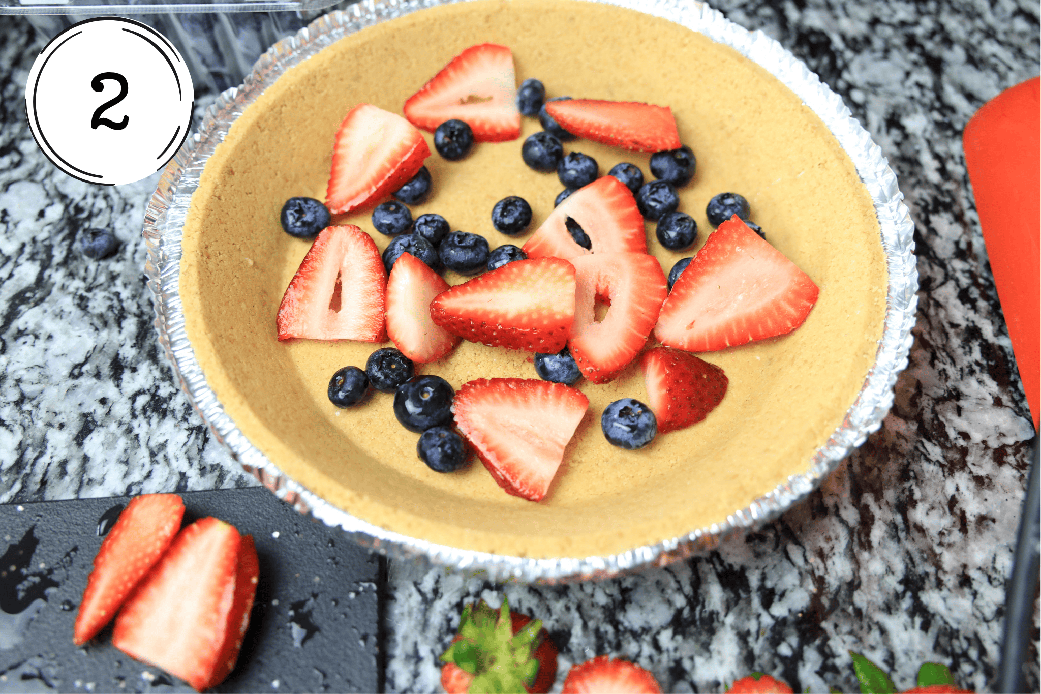 strawberries top on mixture