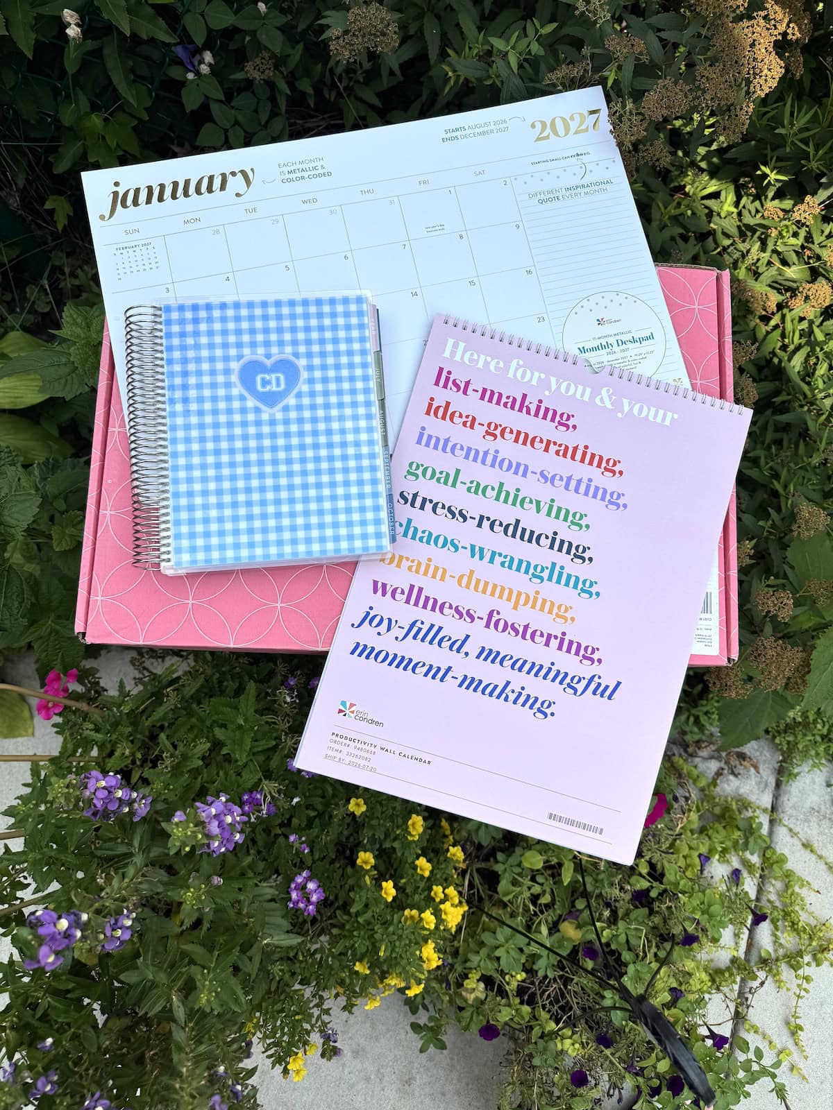 Erin Condren productivity products including LifePlanner, Desktop Calendar and productivity wall calendar.